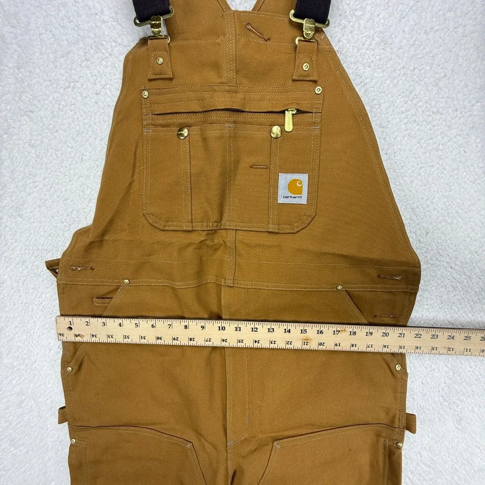 Carhartt Duck Bib Overalls Mens 38x32 R37 BRN Brown Double Knee‎ Zip Thigh NWT